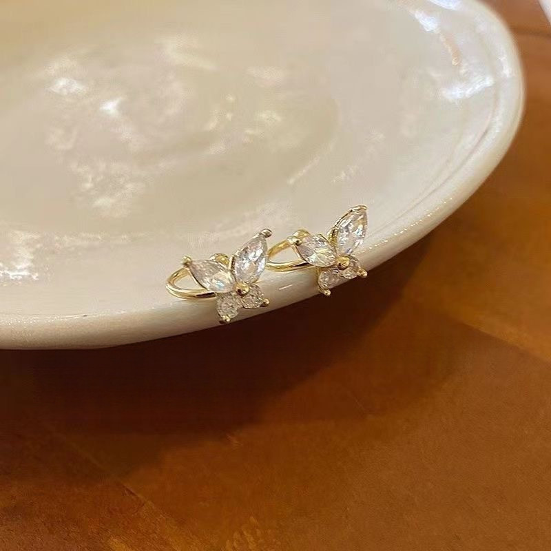 Brincos de clipe de orelha de borboleta de diamante piscando requintados sem piercing brincos femininos brincos combinad
