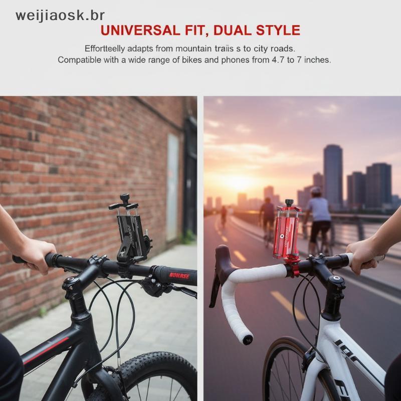Suporte De Telefone Para Bicicleta De Alumínio wei Ajustável 360 Giratório Estável Antiderrapante Universal Smartphones 