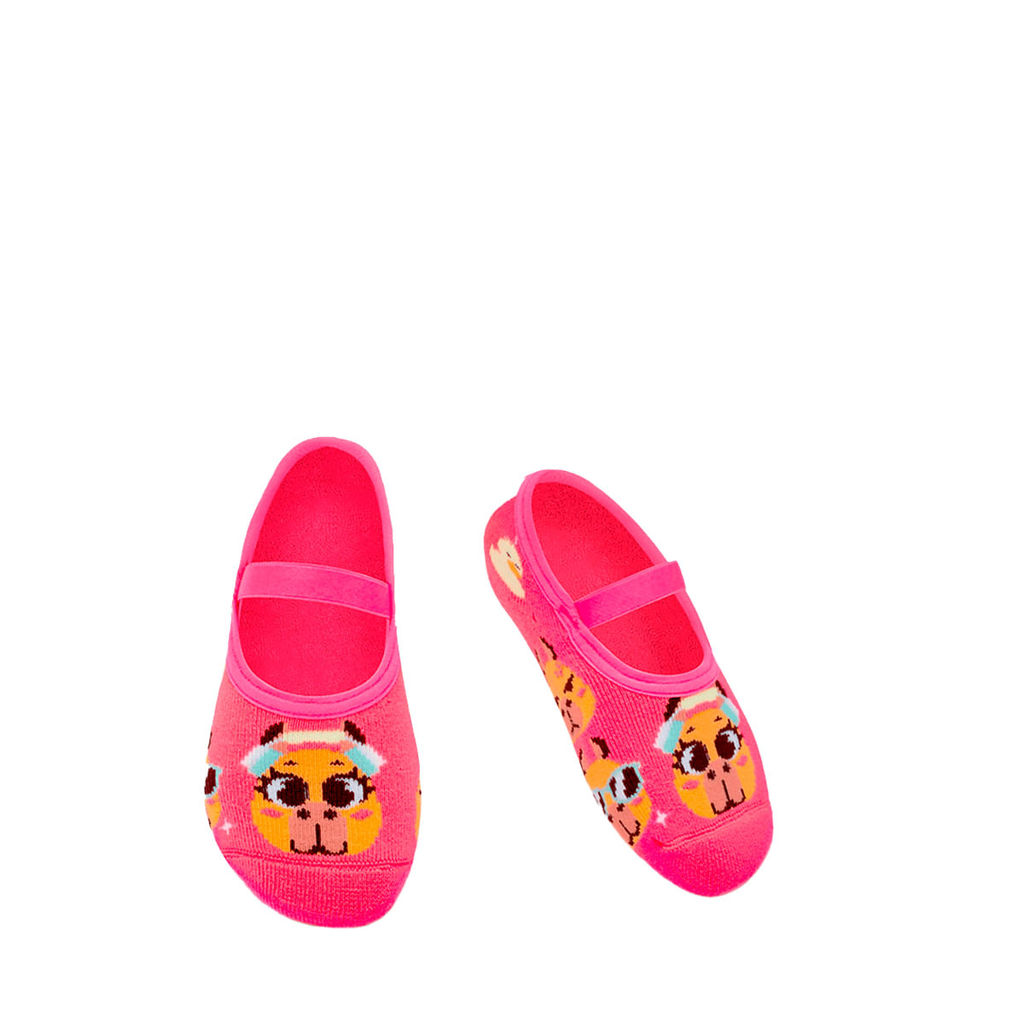 Meia Puket Sapatilha Antiderrapante Menina Rosa Capy Bora