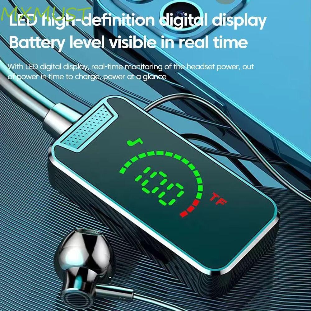 Fones De Ouvido Bluetooth MXMUST , Com Faixa De Pescoço Display LED 5.3 Redução De Ruído De Microfone