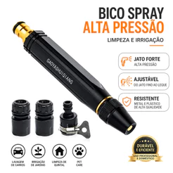 Esguicho Bocal Mangueira Regar Jardim Pistola Spray Água Alta Pressão Bico Limpeza Quintal Resistente Profissional