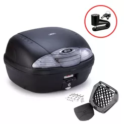 Baú para Moto Monolock Givi Traseiro E450NT Simply Fumê 45L com Base Universal Brinde Trava Cadeado de Disco 5,5mm Spec
