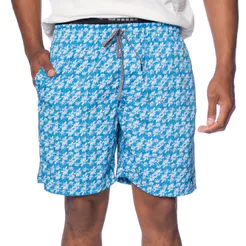 Short Masculino Nicoboco Estampa Floral Azul/Branco