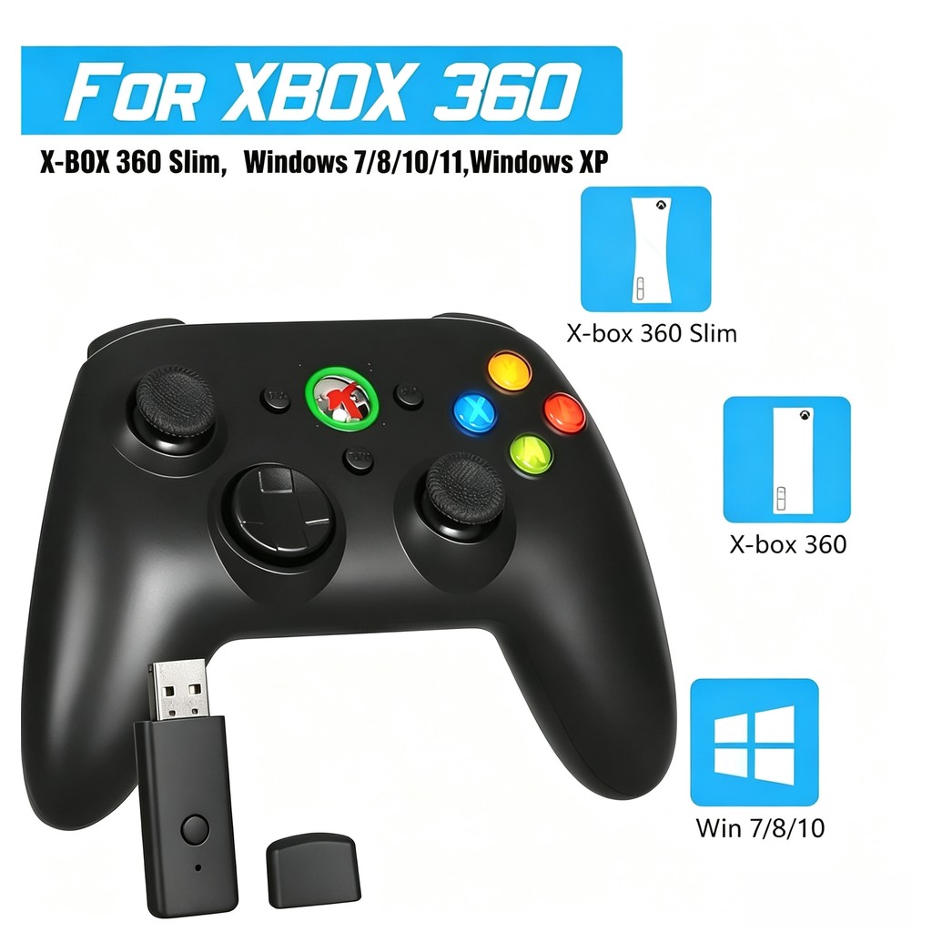 Joystick Gamer Controle Sem Fio para Xbox 360 e PC Bateria Recarregável Design Ergonômico Estável