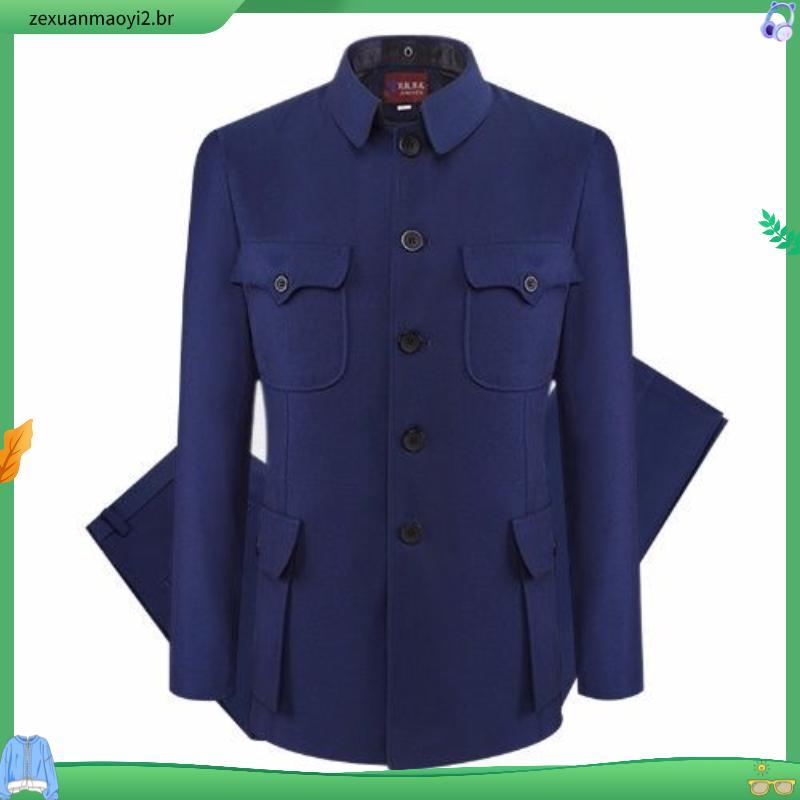 Zhongshan terno masculino de meia-idade roupas masculinas idosos terno superior roupas para idosos vovô jaqueta pai tern