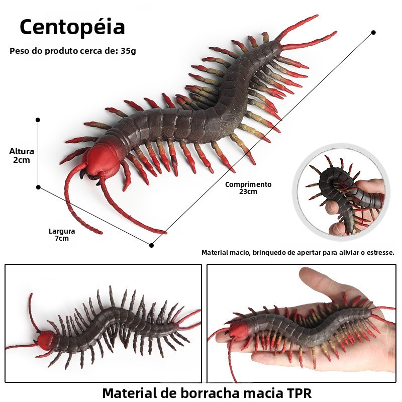 Modelo Realista de Animal, Brinquedo de Borracha Macia para Crianças, Centopéia, Lagarto, Inseto, Brinquedo Anti-estress