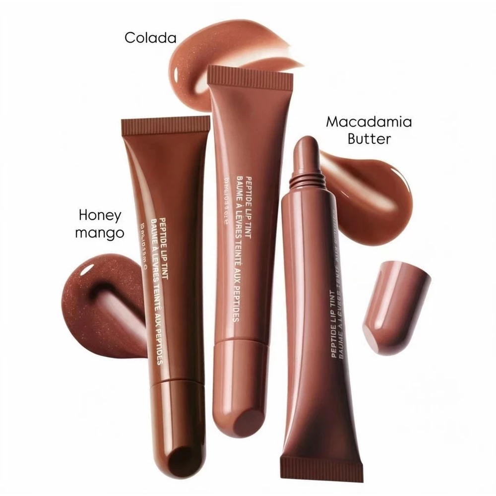 Hailey Peptide Lip Tint Macadâmia/Seda/Mel Manga Hidratante Bálsamo Labial Vidro De Longo Período
