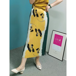 K K050 Cross-Border venda quente High-End saia plissada novo estilo moda impressão elegante All-Match Mid-