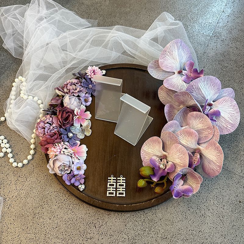 Suporte de exibição de sapato de casamento, bandeja redonda estilo chinês, suporte de exibição de sapato de casamento, a