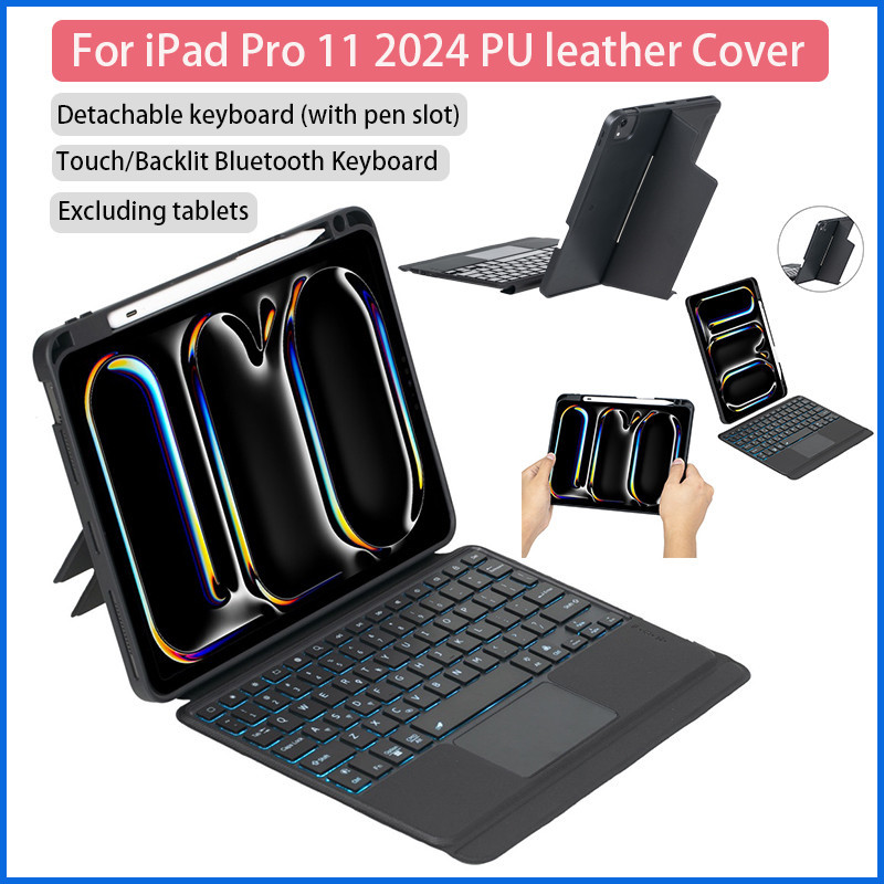 Capa Para iPad Pro 11 2024 Toque Retroiluminado Destacável Teclado Bluetooth Cou