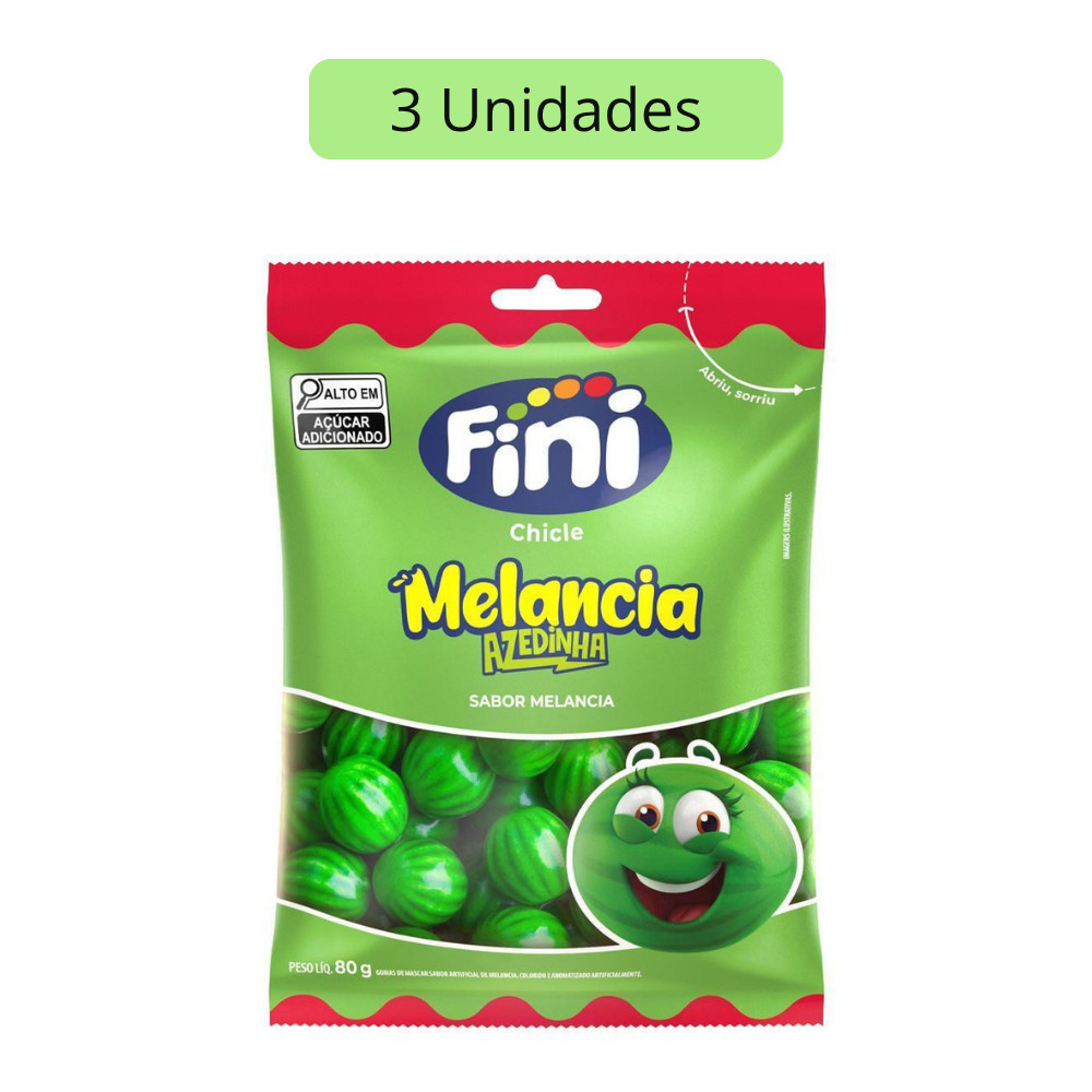 Kit 3 Pacotes de Chicle Melancia 80g Fini