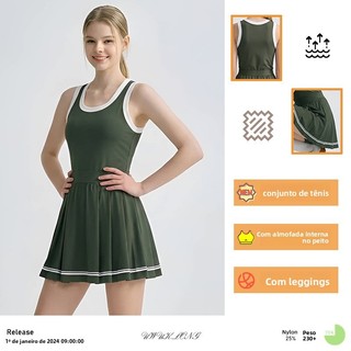 Primavera verão novo estilo esportes ao ar livre moda tênis saia feminina Cross-Border com almofada no peito Anti-reflex