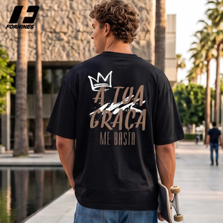 Camiseta T-shirt Tua Graça Gospel Cristã Evangélica Louvor Estilo 100% Algodão Confortável Unissex Oversized