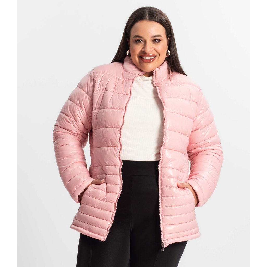 Jaqueta Plus Size Microfibra Secret Glam Rosa