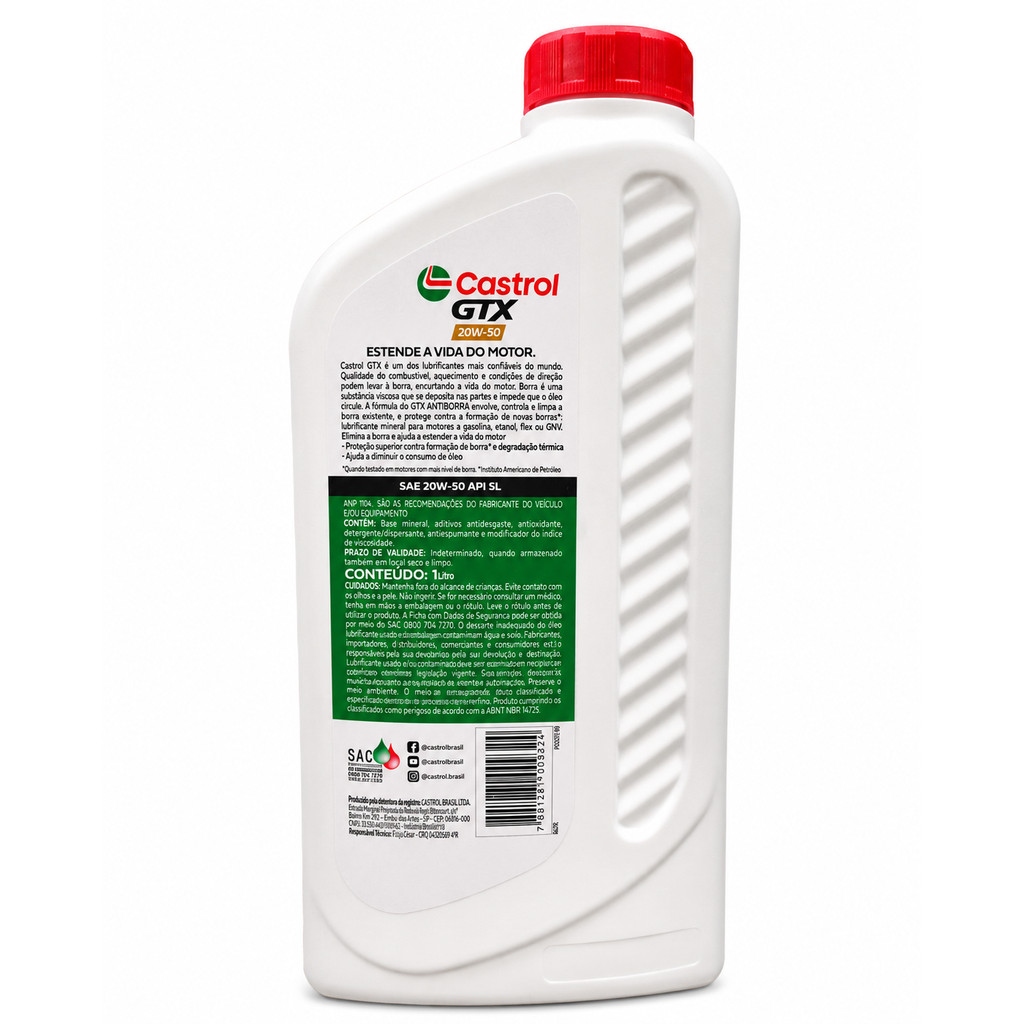 Kit 10 Óleo de Motor GTX 20W50 Mineral CASTROL — imagem 2 de 2