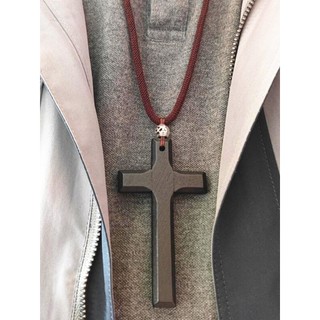 High-End milão corda de madeira cruz pingente colar longo camisola corrente casal pingente jóias antigo artesanal