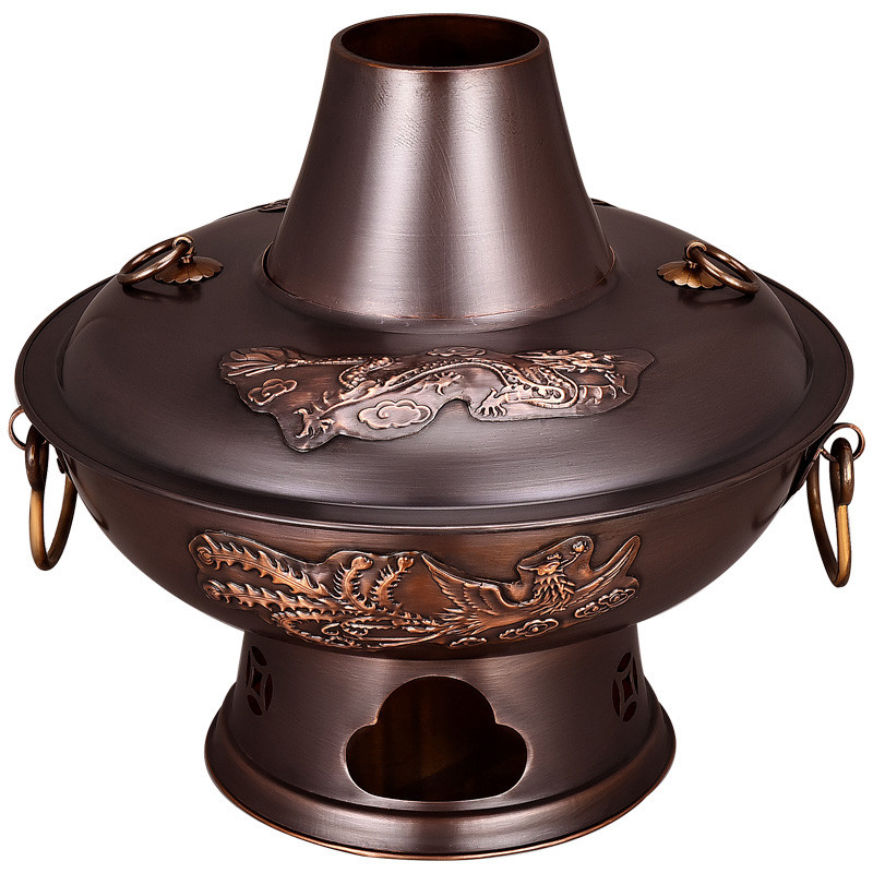Velho pequim Extra grosso cobre panela quente carvão cobre puro casa antiquado mandarim pato pote de cobre pote quente c