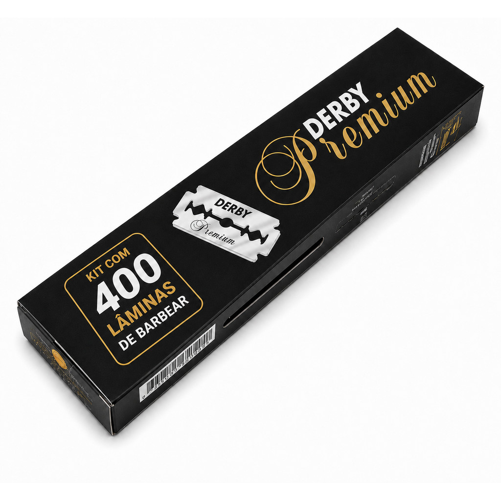 Kit 400 Lâminas De Barbear Derby Premium Tubo 4 Caixa