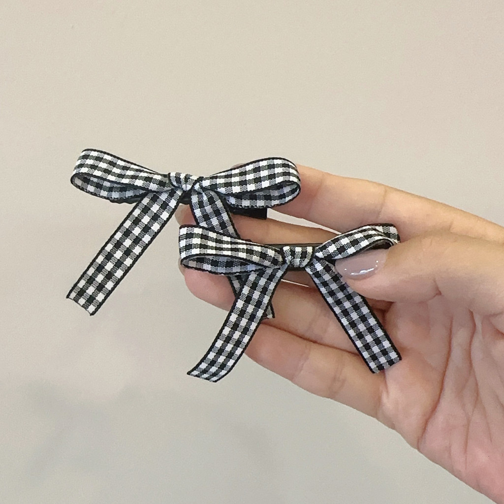 Novo xadrez doce arco grampo de cabelo clipe lateral bonito Retro All-Match acessórios para o cabelo cocar rabo de caval