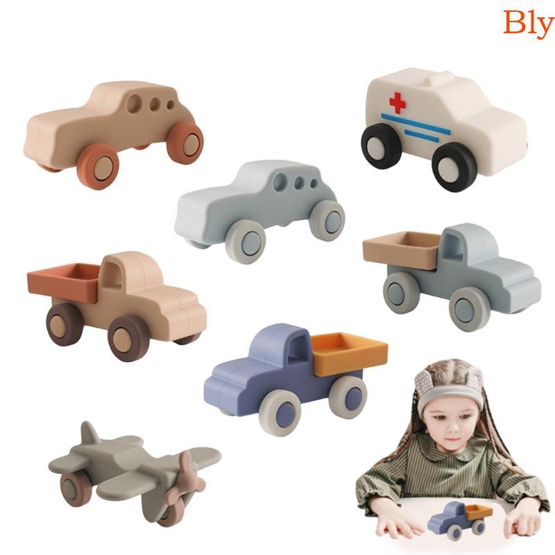 Bly Safe Silicone Baby Toy Car Para Mãos Brinquedo Educacional Formato Veículo