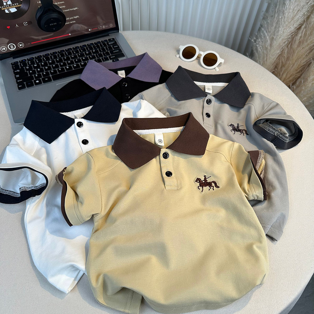 Crianças Street Wear camisa polo meninos versão coreana camiseta de manga curta 2026 novo estilo verão bebê fino Casual 