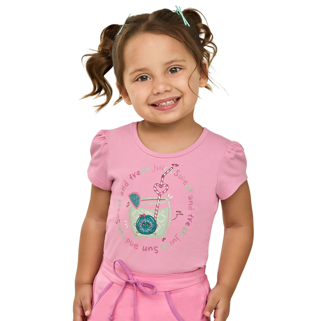 Blusa Infantil Menina Estampa Fresh Elian Rosa Claro