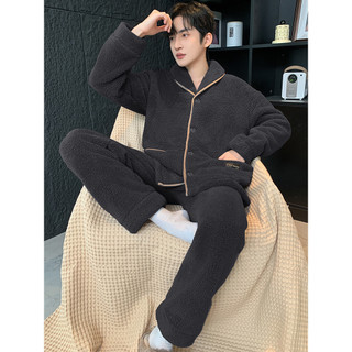 Pijamas masculinos inverno engrossado velo Coral velo outono inverno inverno masculino Plus Size Loungewear terno pode s