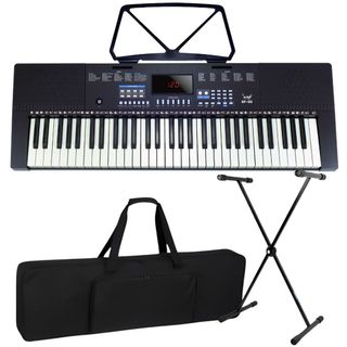 Kit Teclado Bravo BP100 61 Teclas 5/8 Iniciante Estudante com Capa Suporte em X Fonte e Suporte para Partituras Completo