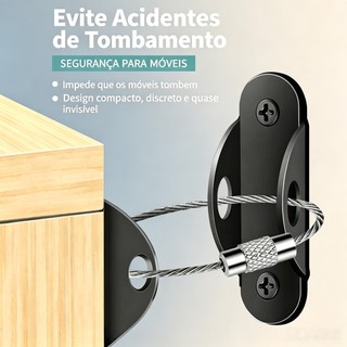 Kit 6 Travas Anti-Tombamento De Móveis Metal - Fixador De Segurança Para Bebês E Crianças Em Estantes E Armários