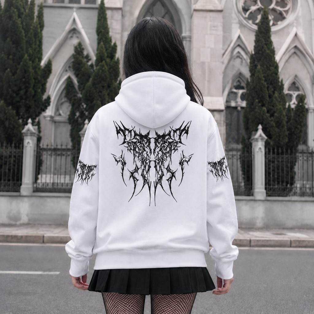 Blusa de Frio Feminina Moletom Canguru Gótico Y2K Estampa Tribal Streetwear Casaco Casual
