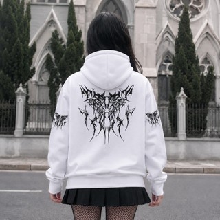Blusa de Frio Feminina Moletom Canguru Gótico Y2K Estampa Tribal Streetwear Casaco Casual