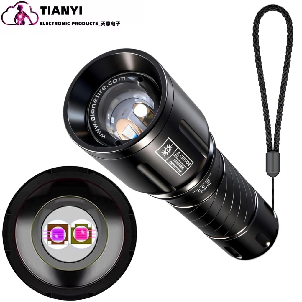 Fonte de luz dupla dupla luz roxa Zoom Detector de dinheiro lanterna ultravioleta detecção portátil placa fluorescente U