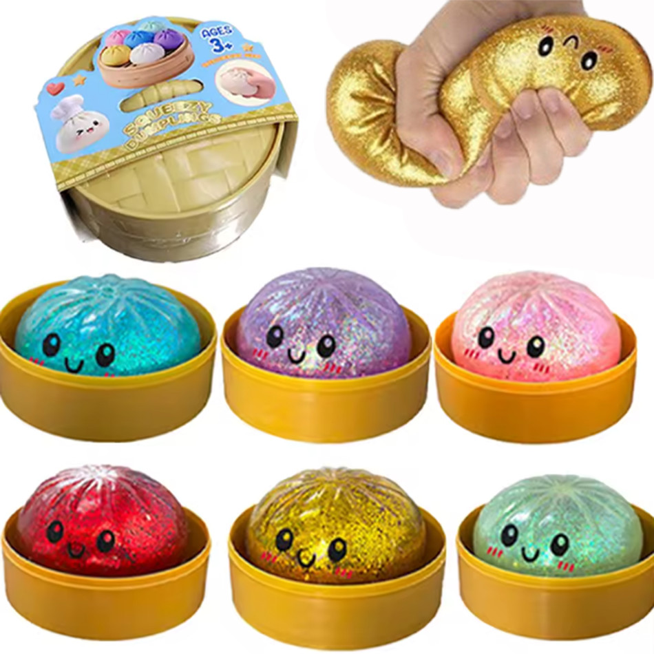 Simulação Bolinho Mole Rebote Macio Squeeze Bola De Estresse Com Caixa De Vapor De Bambu Anti-Stress Brinquedo Sensorial