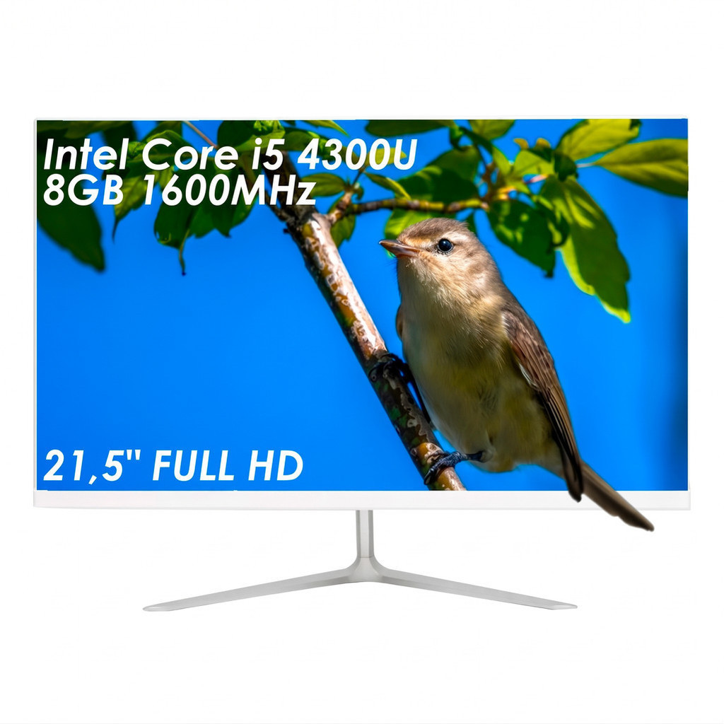Computador All In One I5-4300U 8GB RAM 512 SSD 1080p Full HD Tela 23.8" Som integrado WI-fi Bluetooth 4.2 HDMI VGA RJ45