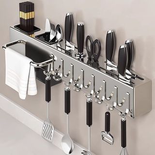 [Novo produto] Rack de faca de aço inoxidável Rack de faca de cozinha multifuncional sem perfuração para faca de cozinha