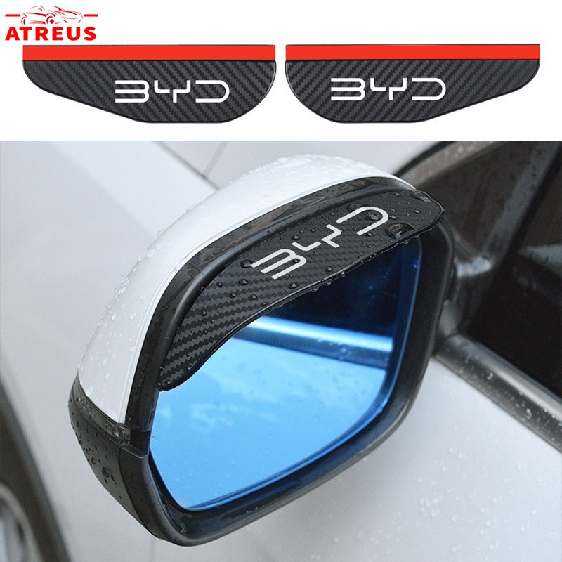 2 Peças de Protetor de Espelho Retrovisor em Fibra de Carbono à Prova de Chuva para BYD Dolphin Plus Dolphi 441