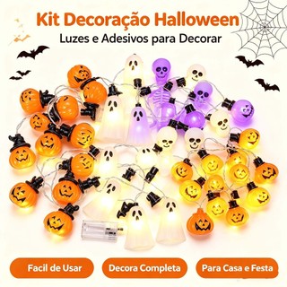 2,0M cordão de luz de LED Halloween lâmpada de decoração fantasias de Halloween Conjunto de adesivos fluorescentes