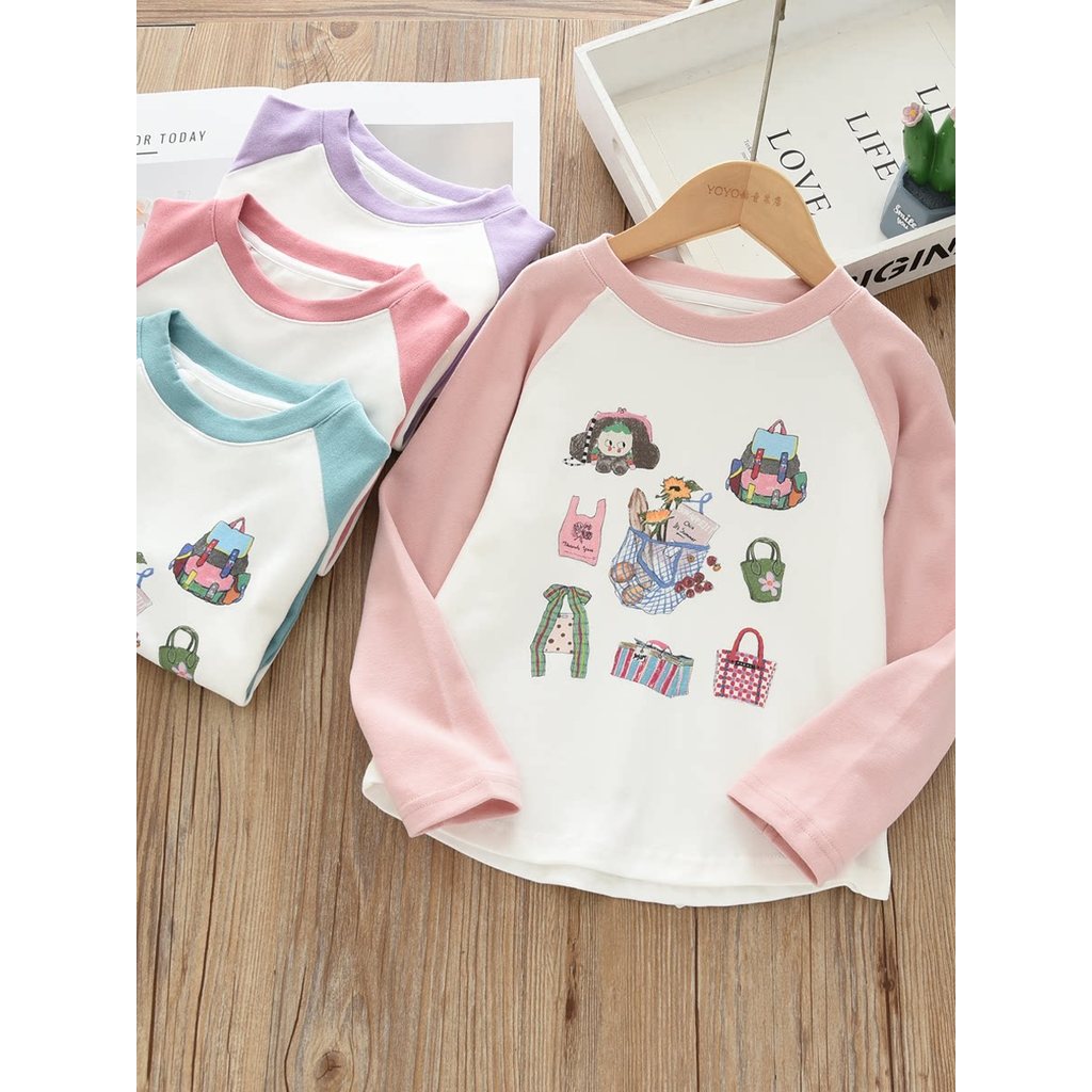Estilo ocidental roupas infantis primavera outono novo estilo crianças meninas camiseta de algodão amigável à pele bebê 