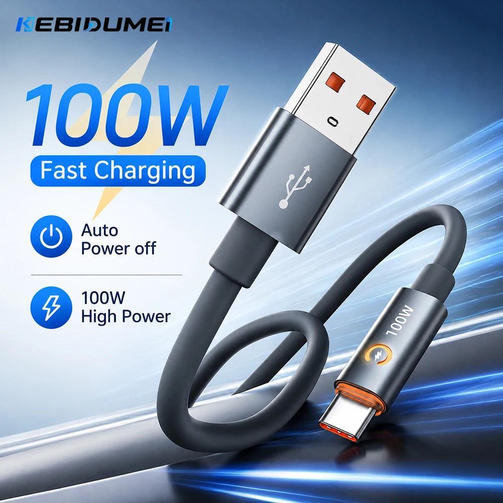 Novo ! Cabo De Dados Com Desligamento Automático , Fio USB C De Carregamento Rápido De 100 W , Carregador De Luz Respira