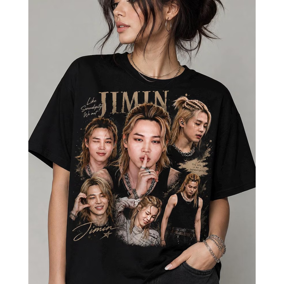 Camiseta Masculina Feminina Oversized Estampa Jimin BTS Kpop, T-shirt Manga Curta Streetwear, Camiseta Unissex