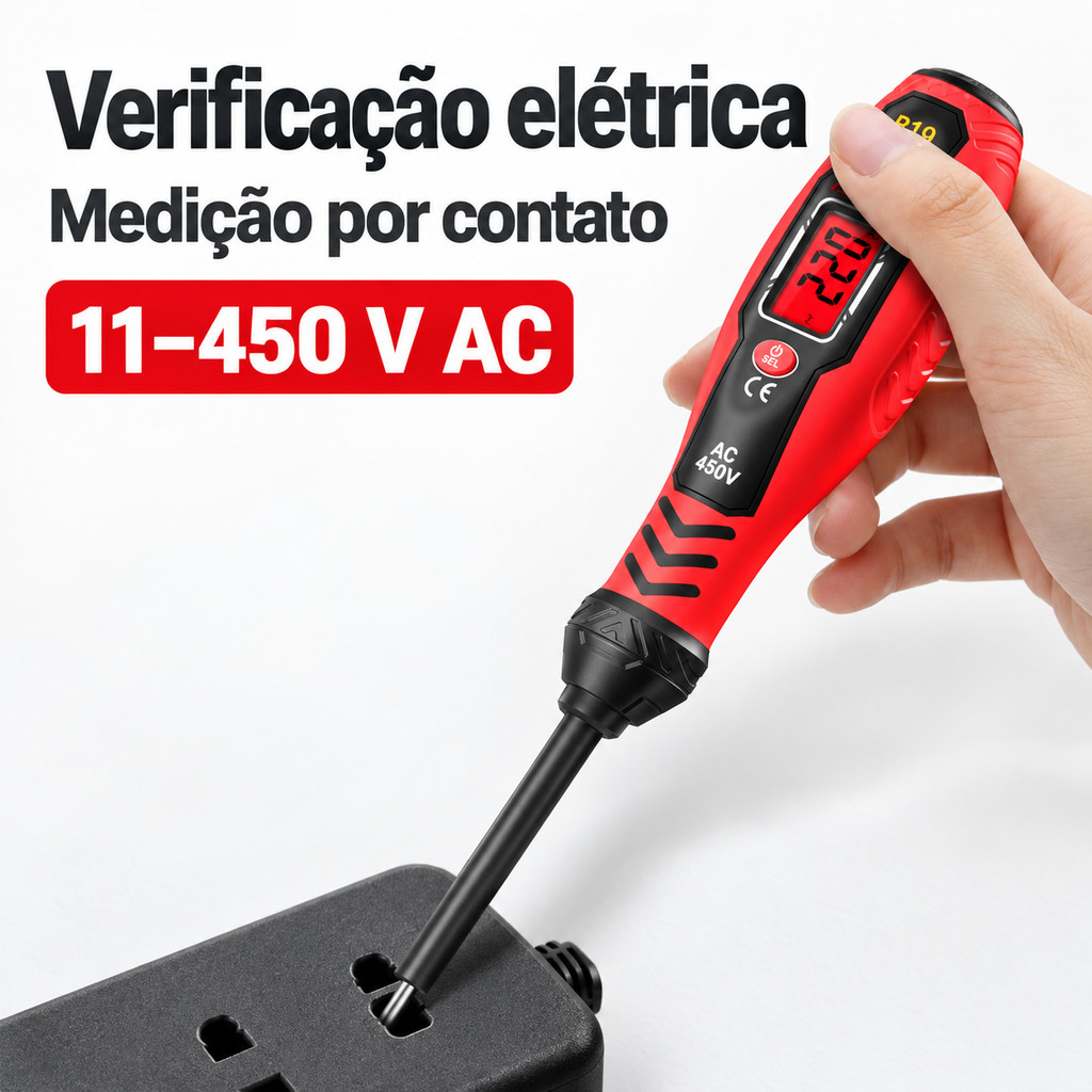 Caneta Testadora de Tensão Digital ANENG B19 para Redes 127V e 220V com LCD e Detector Sem Contato NCV