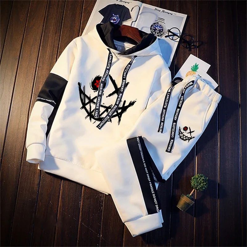 Mal Sorriso Impresso Hoodie 2026 Na Moda Moletom Masculino Jogger Conjunto Inverno Outono Casual Roupas Esportivas Urban