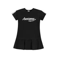 Vestido Infantil Menina Estampa Relevo Elian Preto