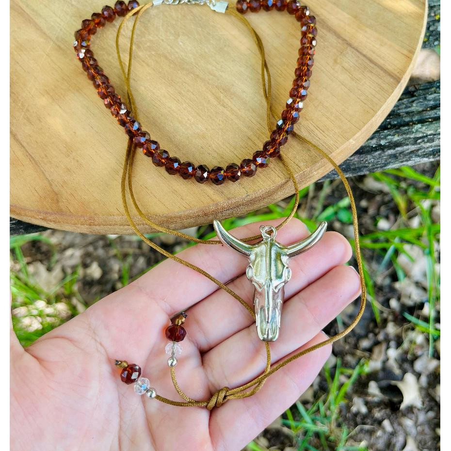 Colar Gravatinha Country Feminino Pingente Boi