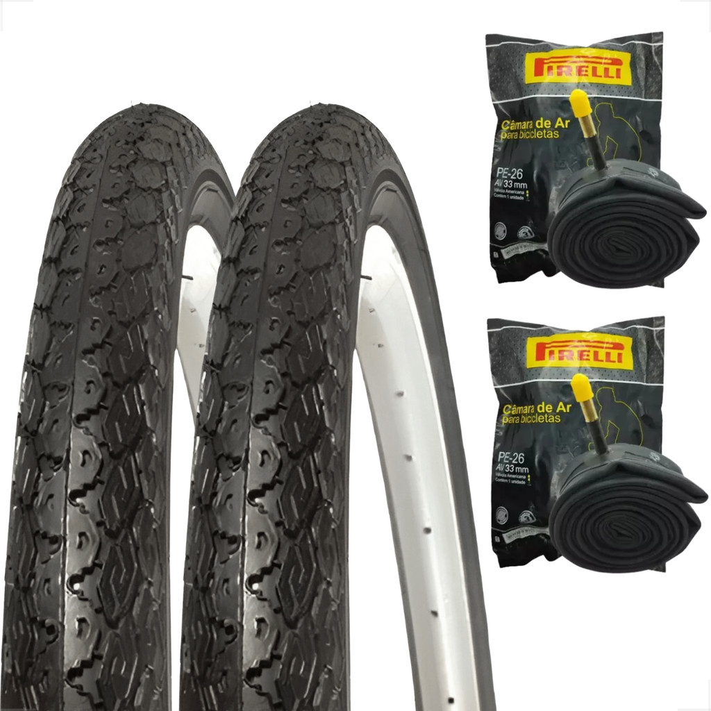 Par Pneu Pirelli Manga Turbo 26 x 1.1 / 2x2 Montadinha Motorizada Bike + Par Camara de ar Pirelli