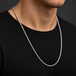 Corrente Baiana Masculina Prata em Aço Inox 2,5mm 60cm