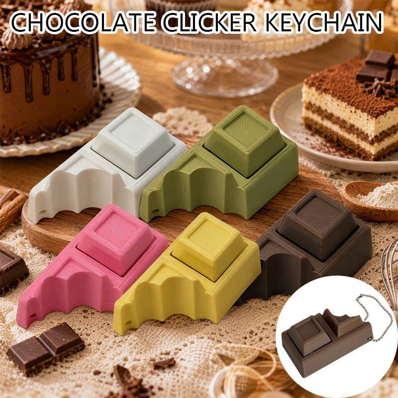 Impressão 3D Teclado De Chocolate Chaveiro Simulado Clicker Alívio Do Estresse Descompressão PLA Presentes Ecológicos