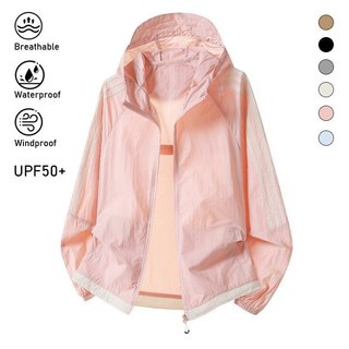 Casaco leve e impermeável para mulher, com proteção UV, fator de proteção solar UPF50+, com capuz, 2AFS.