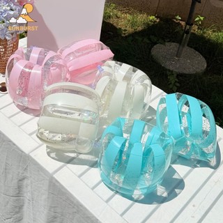 [Sunburst1 . br] Braçadeira Flutuante Inflável Com Camada De Lantejoulas Transparentes Para Férias Na Praia De Verão