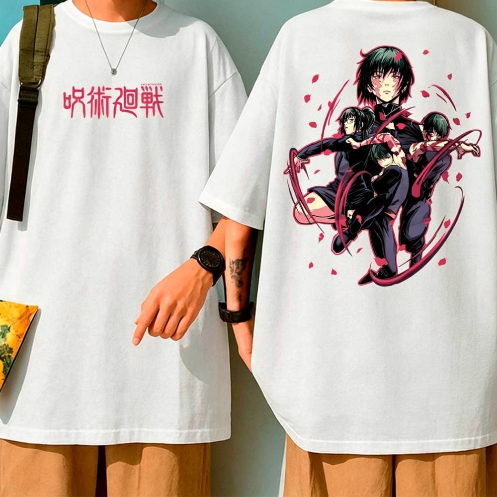 Camiseta Oversized Anime Maki Zenin Jujutsu Lançamento Restrição Mangá Camisa Unissex 100% Algodão